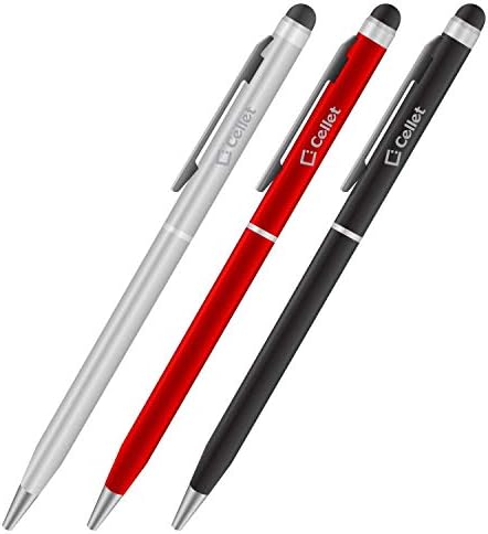 Pro Stylus Pen עבור LG Q610TA עם דיו, דיוק גבוה, צורה רגישה במיוחד וקומפקטית למסכי מגע [3 חבילה-שחור-אדום-סילבר]